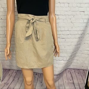 Annabella High Waist Tan Mini Skirt w/ Front Tie size small